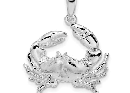 De-Ani Sterling Silver Rhodium-Plated Polished Stone Crab Pendant (Style QC10161)