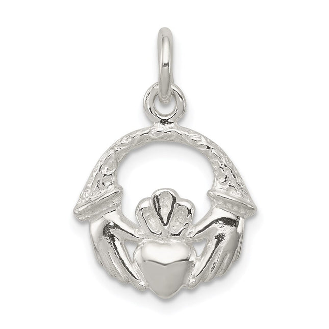 Sterling Silver Claddagh Charm, 21 x 15mm