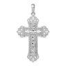 De-Ani Sterling Silver Rhodium-Plated Diamond-Cut Filigree Fleur de Lis Cross Pendant