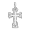 De-Ani Sterling Silver Rhodium-Plated Fancy Heart Design Cross Pendant