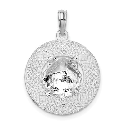 De-Ani Sterling Silver Rhodium-Plated Jamaica Round Circle with Shell Pendant