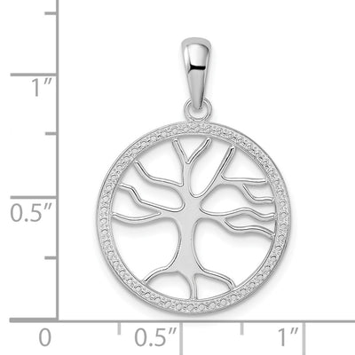 De-Ani Sterling Silver Rhodium-Plated Polished Large Cut-Out Tree of Life Pendant