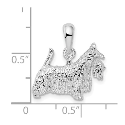 De-Ani Sterling Silver Rhodium-Plated Textured 3D Scottish Terrier Pendant