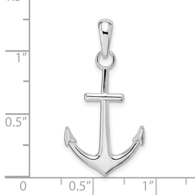 De-Ani Sterling Silver Rhodium-Plated Polished Anchor Pendant