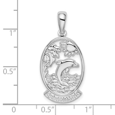 De-Ani Sterling Silver Rhodium-Plated St. Thomas Dolphin Sunset Pendant