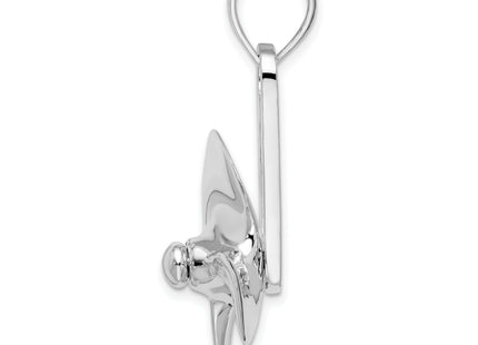 De-Ani Sterling Silver Rhodium-Plated Polished Moveable 3D Propeller Pendant, 29.36 x 23.79mm