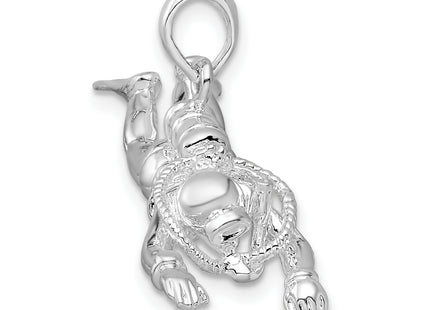 De-Ani Sterling Silver Rhodium-Plated Polished 3D Female Scuba Diver Pendant