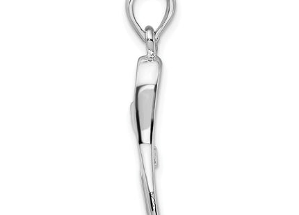 De-Ani Sterling Silver Rhodium-Plated Polished 3D Scuba Flipper Pendant (Style QC10278)