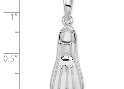 De-Ani Sterling Silver Rhodium-Plated Polished 3D Scuba Flipper Pendant (Style QC10278)