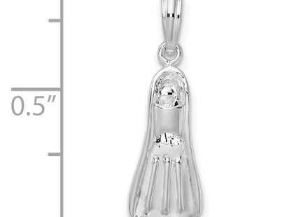 De-Ani Sterling Silver Rhodium-Plated Polished 3D Scuba Flipper Pendant, 22 x 7mm