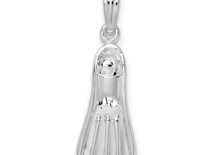 De-Ani Sterling Silver Rhodium-Plated Polished 3D Scuba Flipper Pendant, 22 x 7mm