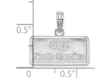 De-Ani Sterling Silver Rhodium-Plated OBX North Carolina License Plate Pendant (Style QC10317)