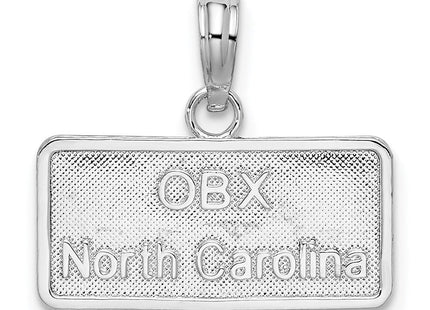 De-Ani Sterling Silver Rhodium-Plated OBX North Carolina License Plate Pendant (Style QC10317)