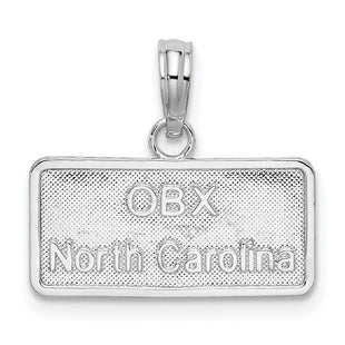 De-Ani Sterling Silver Rhodium-Plated OBX North Carolina License Plate Pendant (Style QC10317)