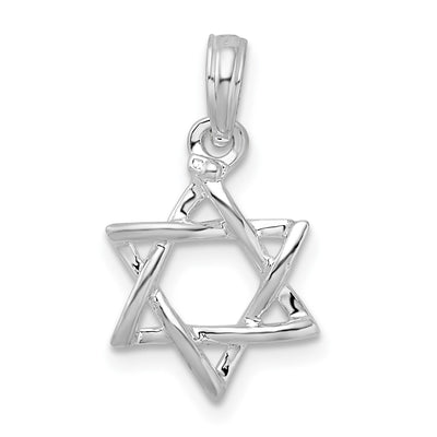 De-Ani Sterling Silver Rhodium-plated Polished 3D Cut-Out Star of David Pendant