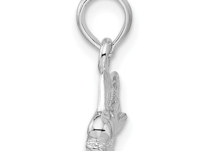 De-Ani Sterling Silver Rhodium-Plated Polished Mahi-Mahi Fish Pendant, 17 x 22mm
