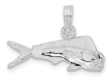 De-Ani Sterling Silver Rhodium-Plated Polished Mahi-Mahi Fish Pendant, 17 x 22mm