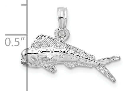 De-Ani Sterling Silver Rhodium-Plated Polished Mahi-Mahi Fish Pendant, 17 x 22mm