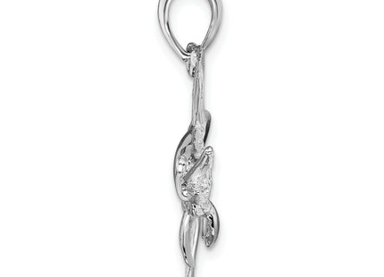 De-Ani Sterling Silver Rhodium-Plated Polished and Satin Swordfish Pendant