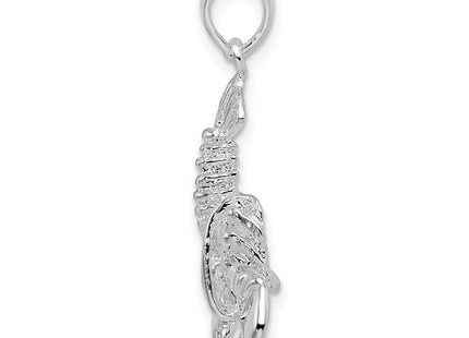 De-Ani Sterling Silver Rhodium-Plated Polished Moveable Lobster Pendant
