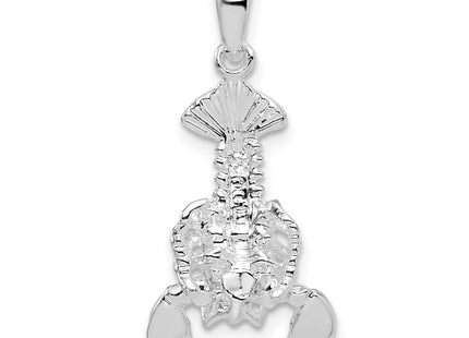 De-Ani Sterling Silver Rhodium-Plated Polished Moveable Lobster Pendant