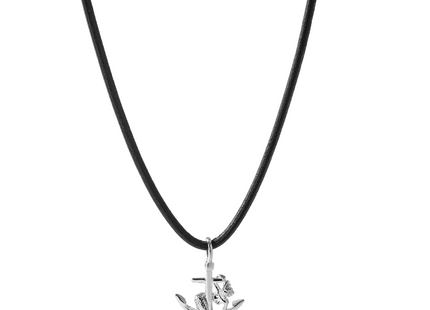 De-Ani Sterling Silver Rhodium-Plated Polished 3D Anchor with Mermaid Pendant