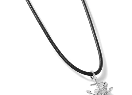 De-Ani Sterling Silver Rhodium-Plated Polished 3D Anchor with Mermaid Pendant