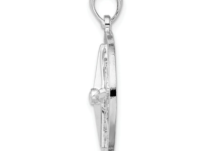 De-Ani Sterling Silver Rhodium-Plated Polished Nautical Compass Pendant