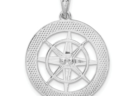 De-Ani Sterling Silver Rhodium-Plated Polished Nautical Compass Pendant