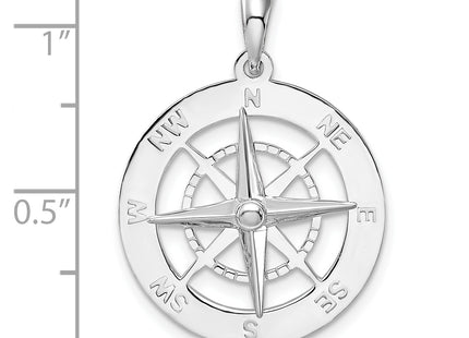 De-Ani Sterling Silver Rhodium-Plated Polished Nautical Compass Pendant
