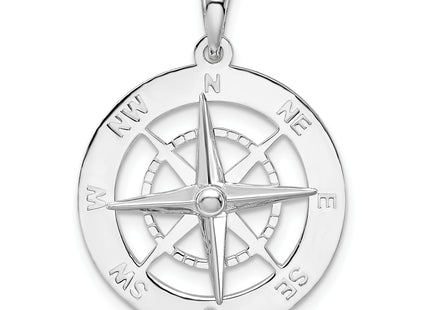 De-Ani Sterling Silver Rhodium-Plated Polished Nautical Compass Pendant