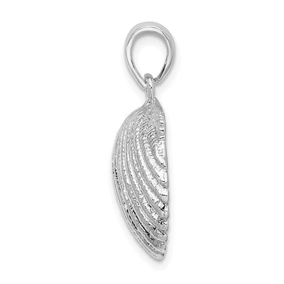 De-Ani Sterling Silver Rhodium-Plated Polished Scallop Shell Pendant, 19.4 x 11.74mm
