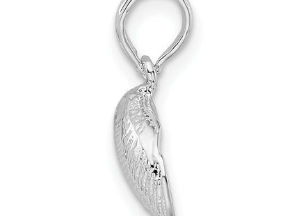 De-Ani Sterling Silver Rhodium-Plated Polished Clam Shell Pendant