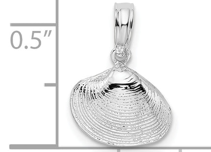 De-Ani Sterling Silver Rhodium-Plated Polished Clam Shell Pendant