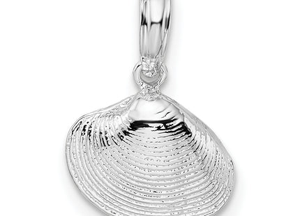 De-Ani Sterling Silver Rhodium-Plated Polished Clam Shell Pendant