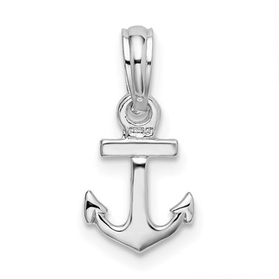 De-Ani Sterling Silver Rhodium-plated Polished 3D Mini Anchor Pendant