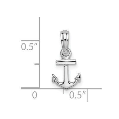 De-Ani Sterling Silver Rhodium-plated Polished 3D Mini Anchor Pendant
