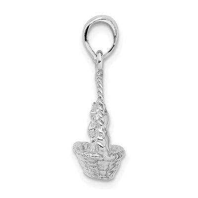 De-Ani Sterling Silver Rhodium-plated Polished 3D Kittens in Basket Pendant