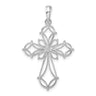 De-Ani Sterling Silver Rhodium-Plated Fancy Cut-Out Rounded Cross Pendant