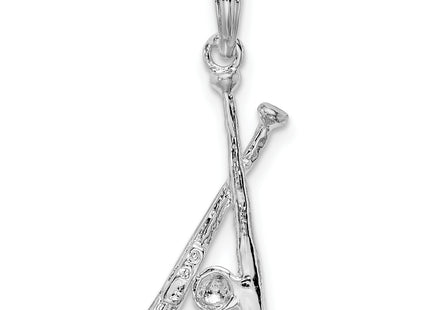 De-Ani Sterling Silver Rhodium-Plated Polished Baseball Bats and Ball Pendant