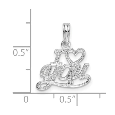 De-Ani Sterling Silver Rhodium-plated Polished I HEART YOU Script Pendant
