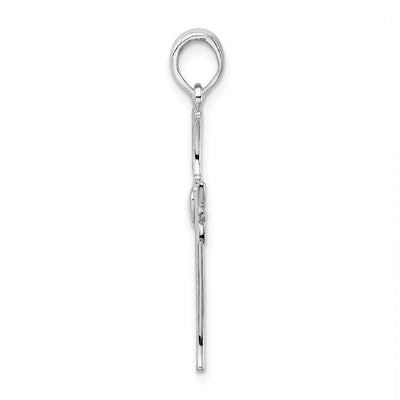 De-Ani Sterling Silver Rhodium-Plated Polished Cut-Out Claddagh Cross Pendant