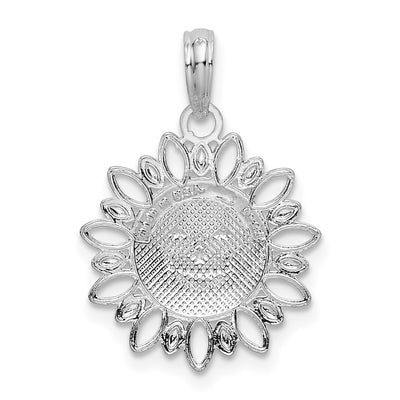 De-Ani Sterling Silver Rhodium-Plated Polished Smiling Sun Pendant
