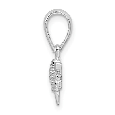De-Ani Sterling Silver Rhodium-Plated Polished GOLF Tee and Club Pendant