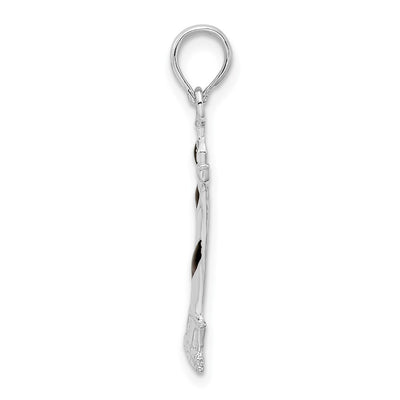 De-Ani Sterling Silver Rhodium-Plated Enameled Cape Hatteras Lighthouse Pendant