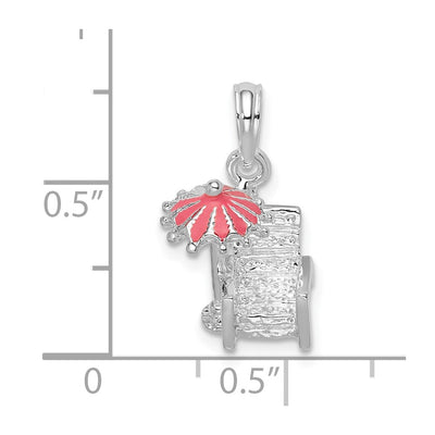 De-Ani Sterling Silver Rhodium-Plated 3D Enameled Beach Chair Pendant