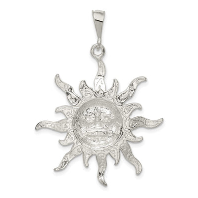 Sterling Silver Sun Pendant, 28 x 22mm