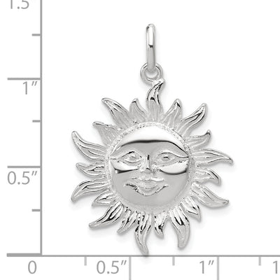 Sterling Silver Sun Pendant, 32 x 24mm