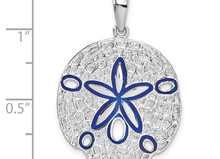 De-Ani Sterling Silver Rhodium-Plated Polished Enameled Sand Dollar Pendant