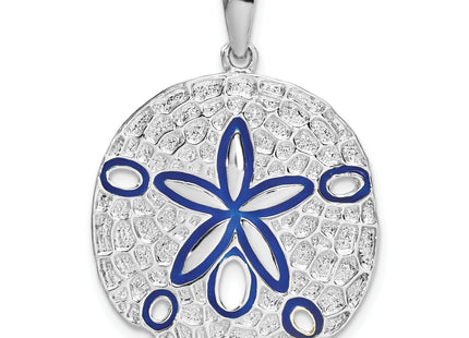 De-Ani Sterling Silver Rhodium-Plated Polished Enameled Sand Dollar Pendant